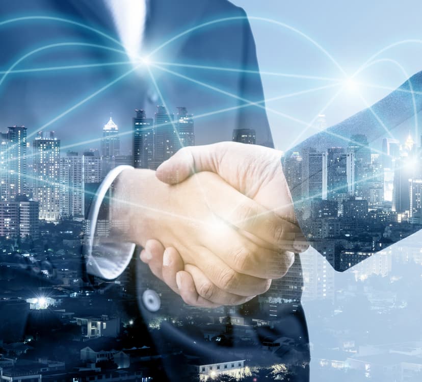 Handshake representing business partnership